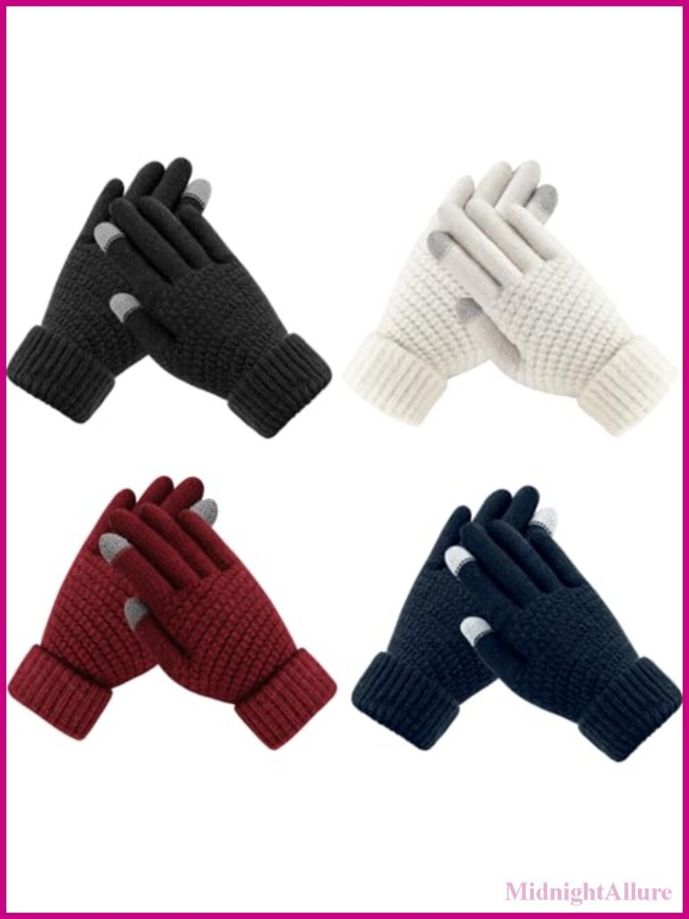 Winter Touchscreen Gloves 4 Pairs Acrylic Fleece Lined Warm